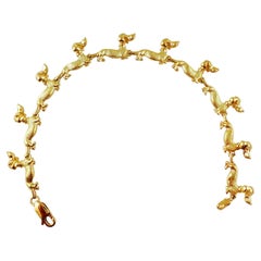 Vintage 14K Yellow Gold Dachshund Link Bracelet
