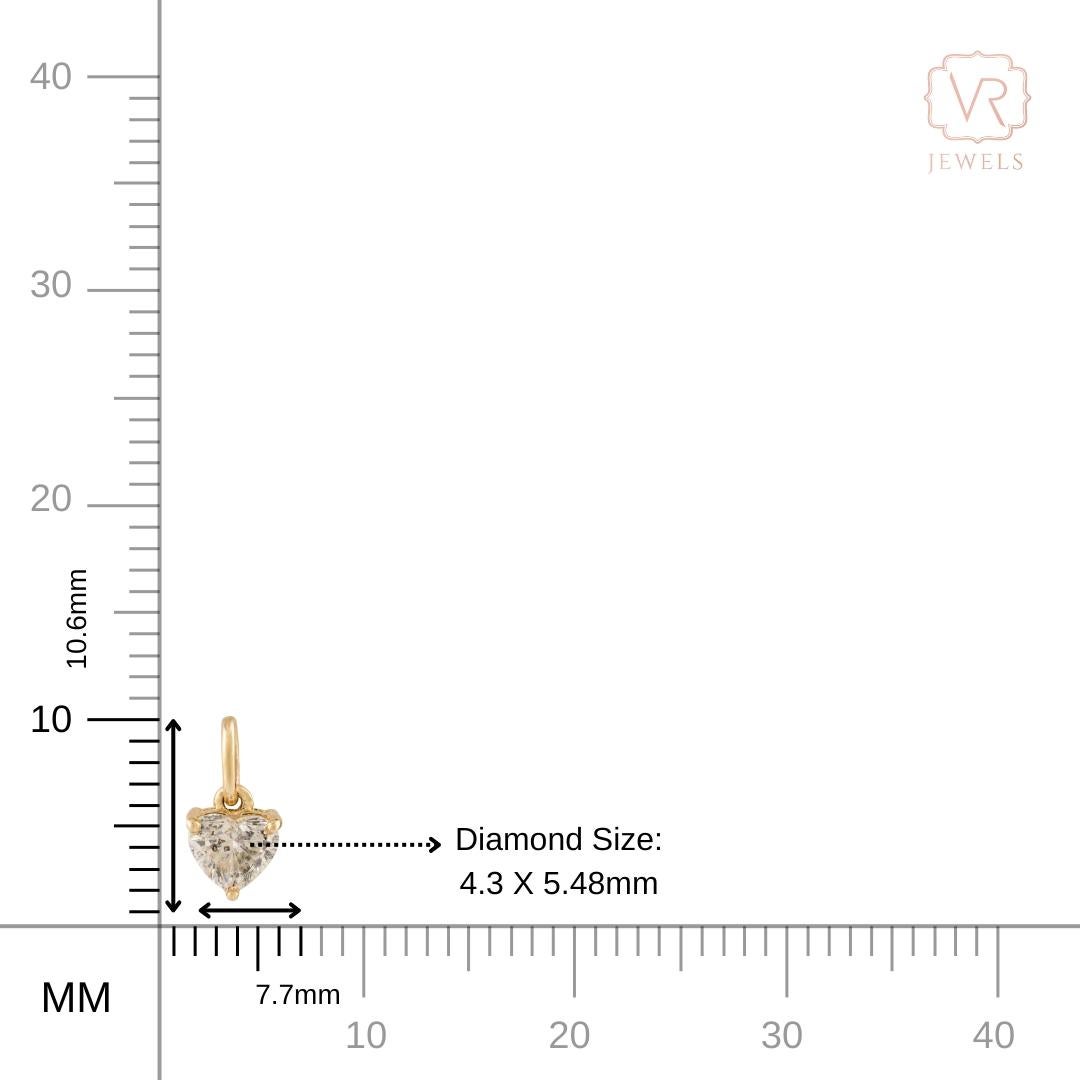 Ciondolo con diamante a forma di cuore in oro giallo 14 carati con anello di congiunzione Regalo di Natale elegante in vendita 7