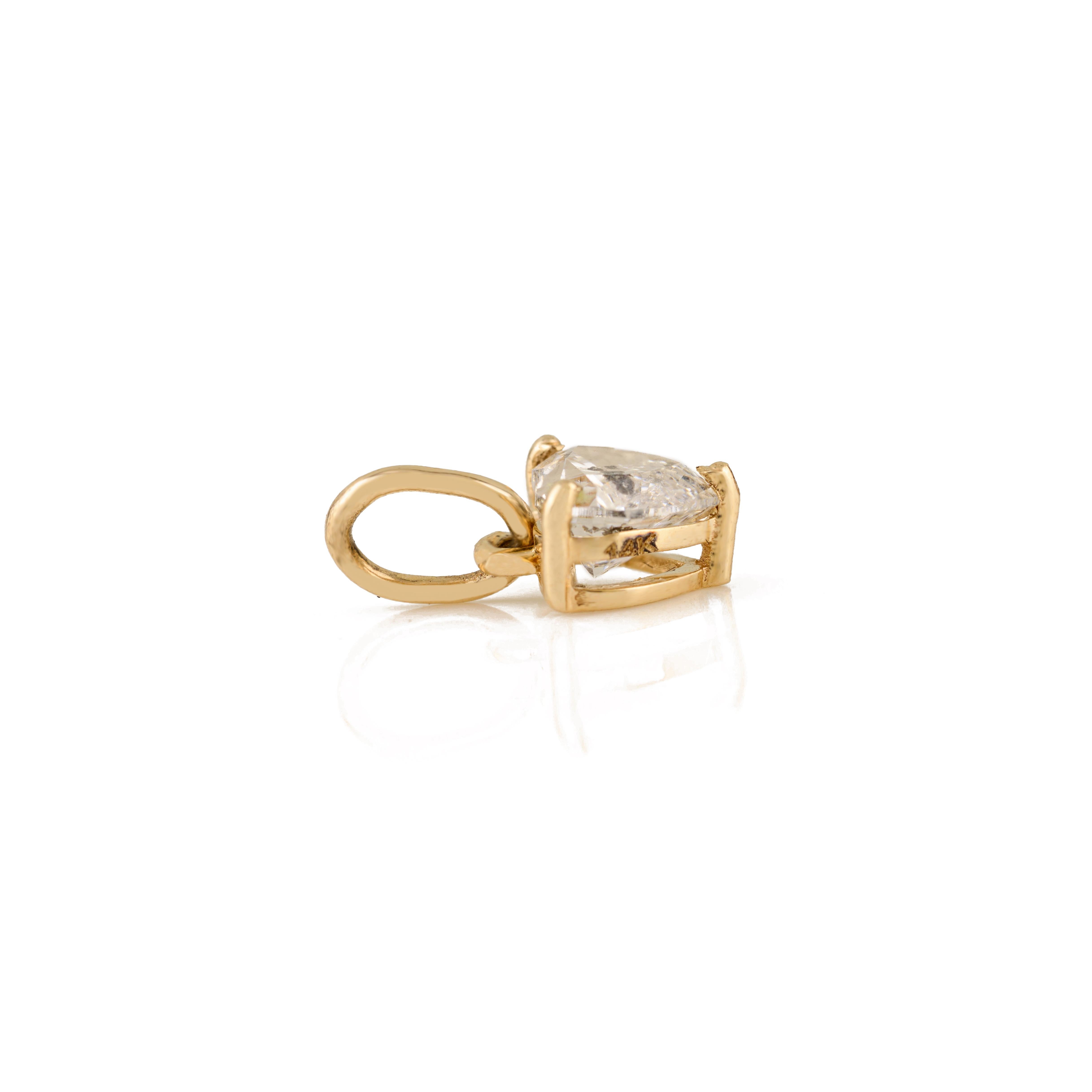 14K Gelbgold zierlicher Herz-Diamant-Anhänger Prong Set Elegantes Weihnachtsgeschenk im Angebot 3