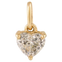 14K Yellow Gold Dainty Heart Diamond Pendentif Prong Set Elegant Christmas Gift