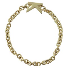 Anello a catena in oro giallo 14K con iniziali laterali K K.