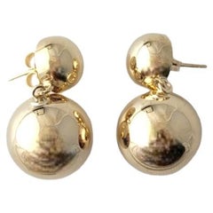 14K Yellow Gold Dangle Ball Earrings #16793