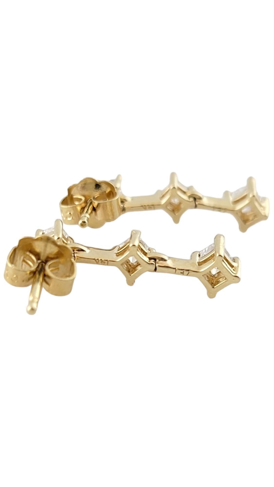 Princess Cut 14K Yellow Gold Dangle Diamond Earrings #16393 For Sale