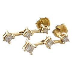 14K Yellow Gold Dangle Diamond Earrings #16393