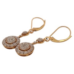 14K Yellow Gold Dangle Diamond Earrings with Round detailing