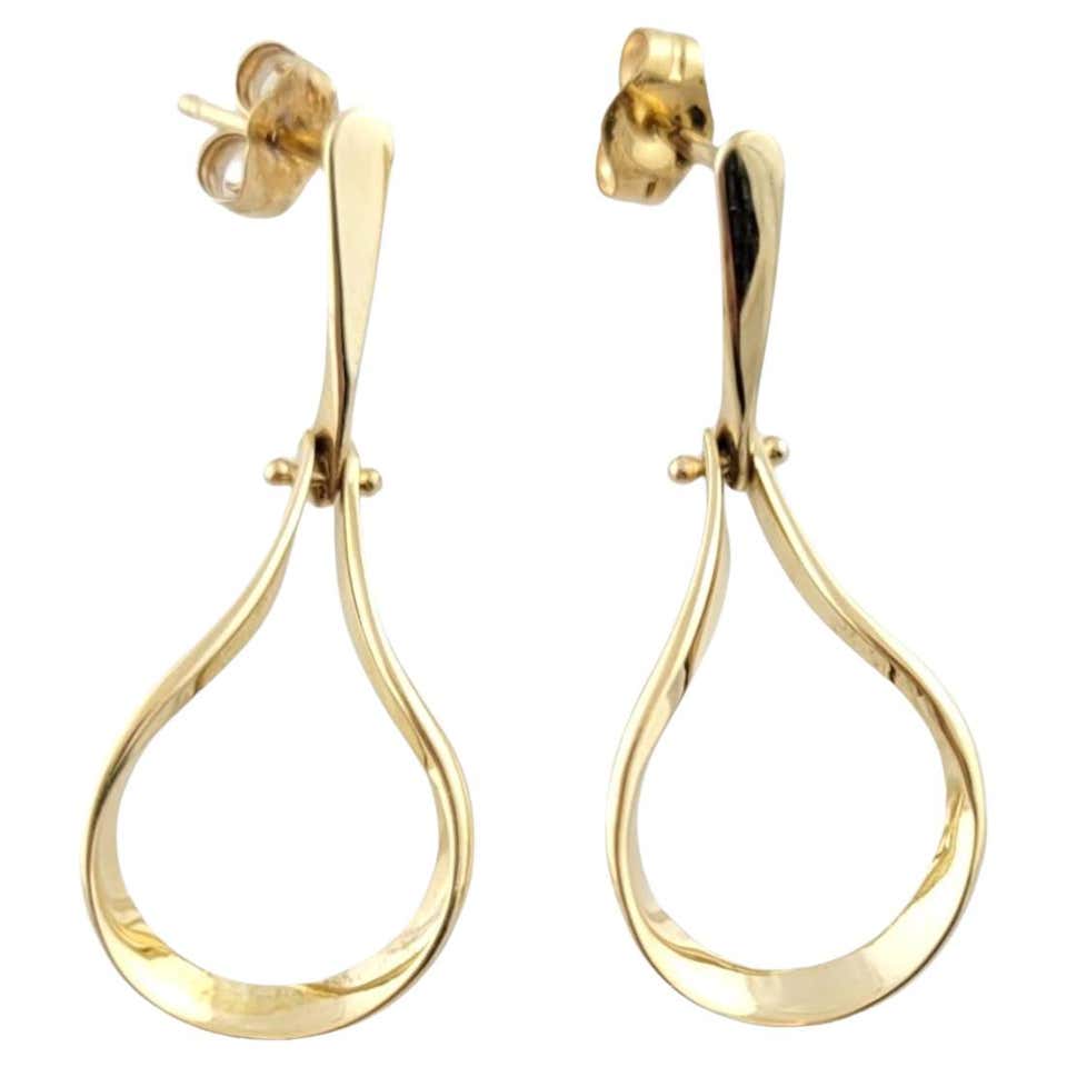 Victorian 14K Yellow Gold Garnet Dangle Earrings at 1stDibs