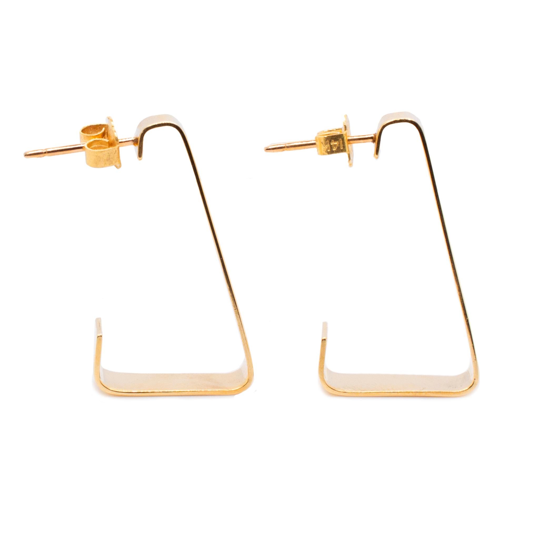 14K Yellow Gold Dangle Earrings In Excellent Condition In Houston, TX