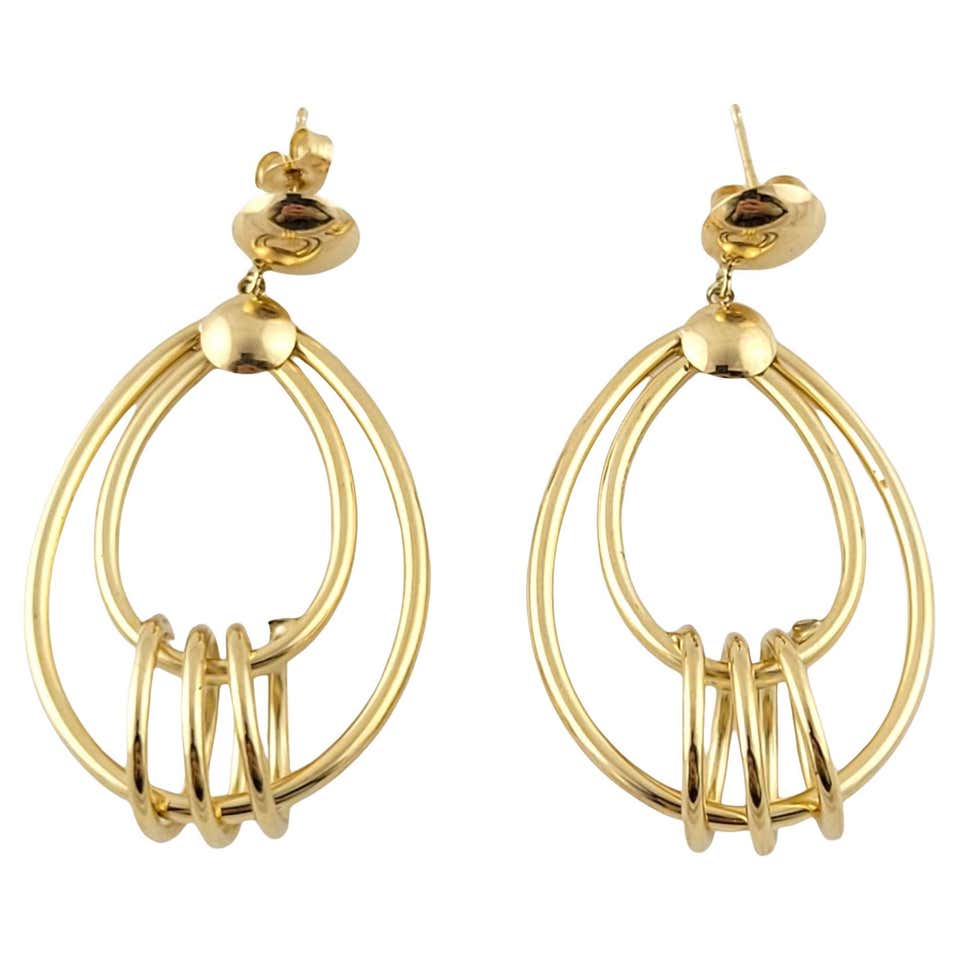 Victorian 14K Yellow Gold Garnet Dangle Earrings at 1stDibs