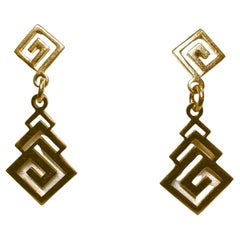 Boucles d'oreilles pendantes géométriques en or jaune 14k