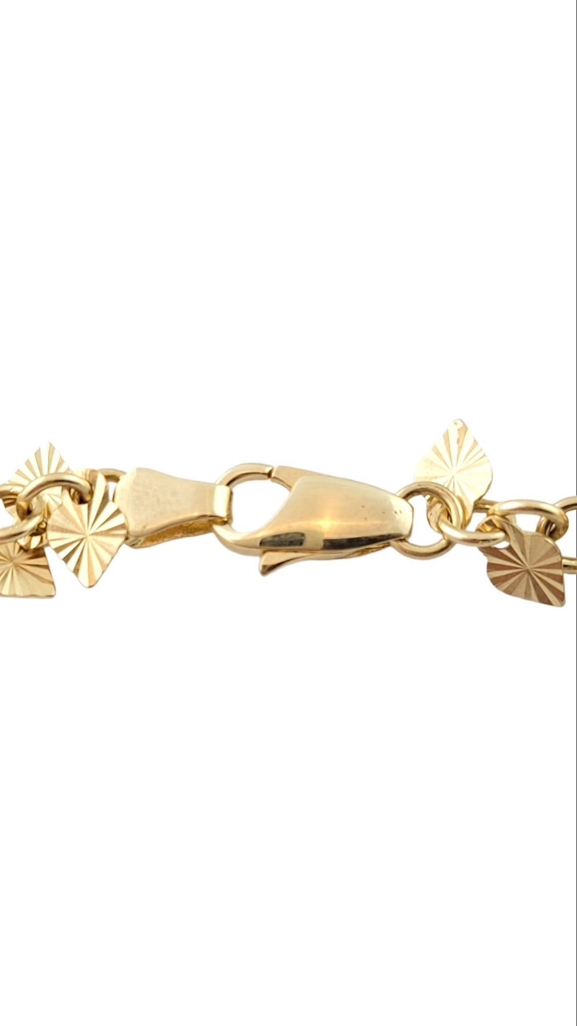 Women's 14K Yellow Gold Dangle Heart Charm Bracelet #15863 For Sale