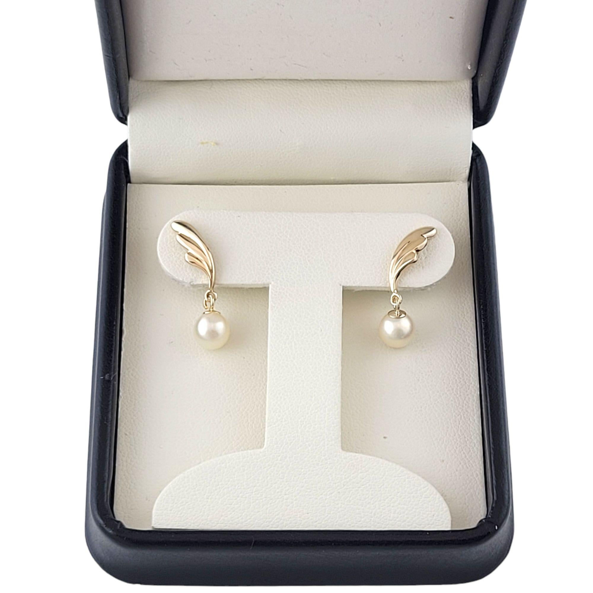 Women's 14K Yellow Gold Dangle Pearl Earrings #13590