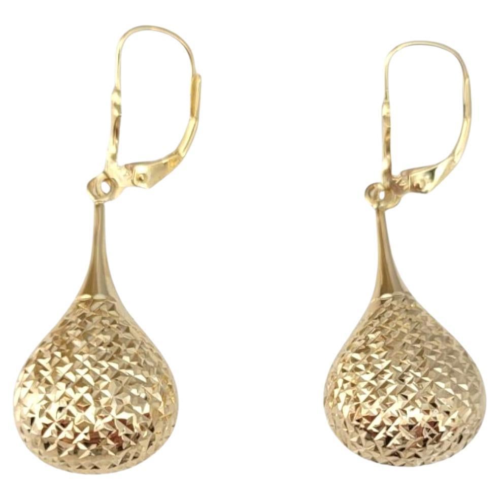 14K Yellow Gold Dangle Teardrop Earrings #21744