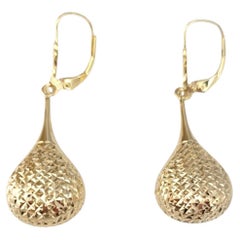 14K Yellow Gold Dangle Teardrop Earrings #21744