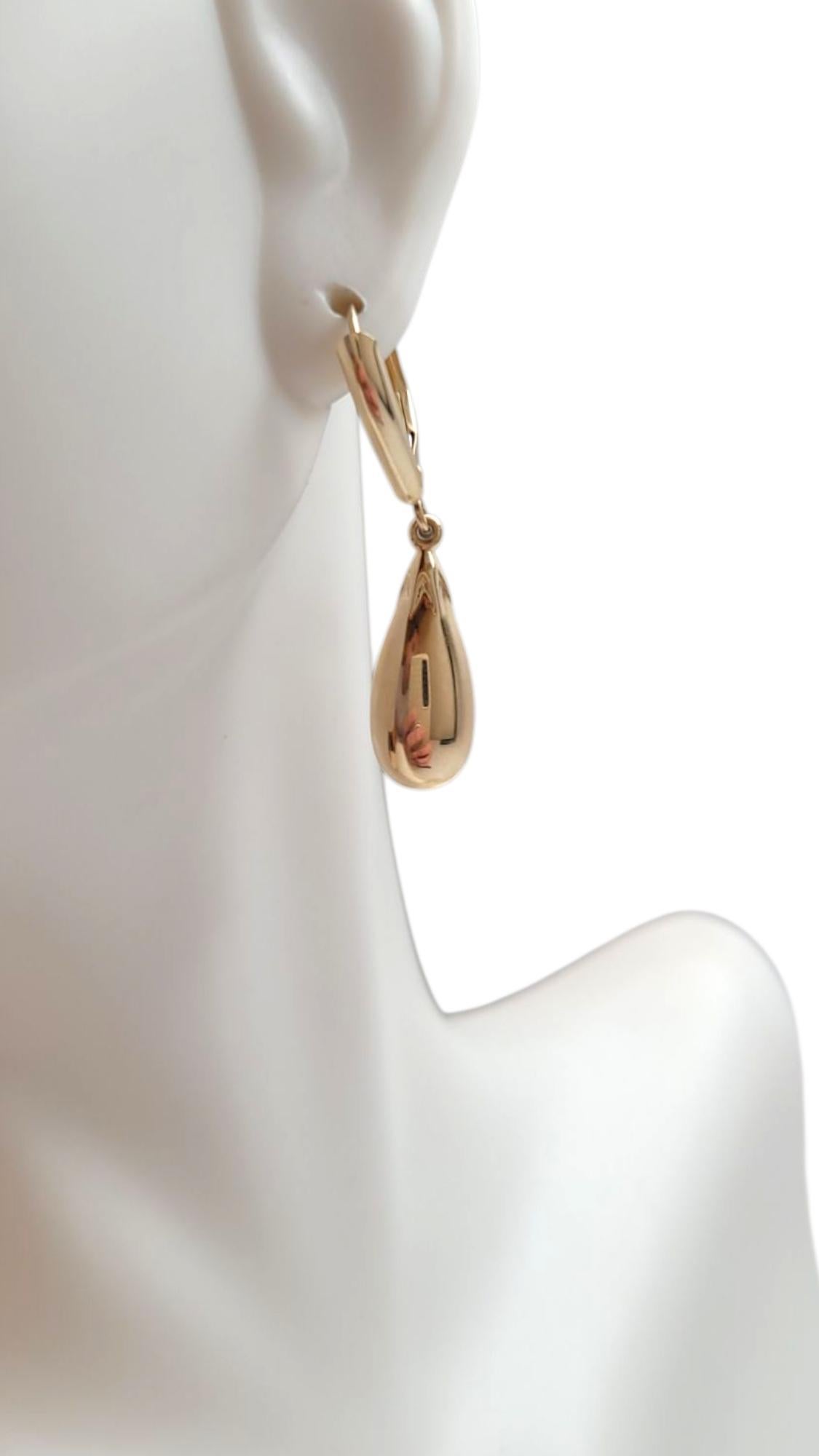 14K Yellow Gold Dangle Teardrop Earrings #21951 For Sale 6