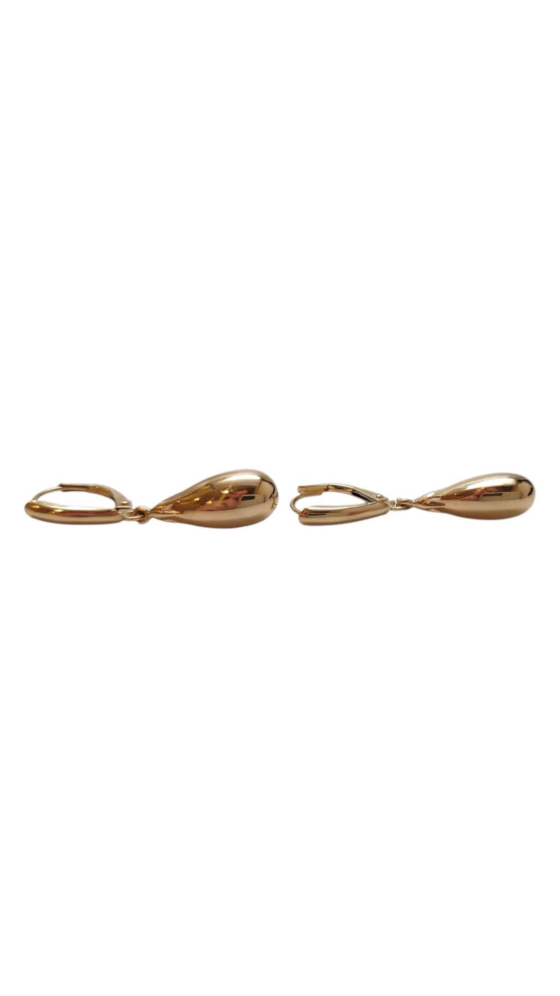 Women's 14K Yellow Gold Dangle Teardrop Earrings #21951 For Sale