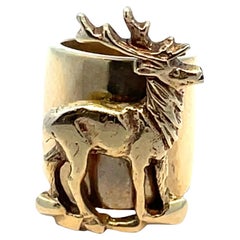14K Yellow Gold Deer Charm Pendant/ Scarf Ring