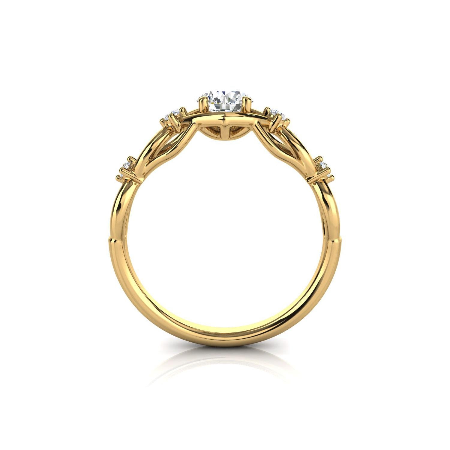 Round Cut 14K Yellow Gold Delicate Orim Diamond Ring '2/5 Ct. tw' For Sale