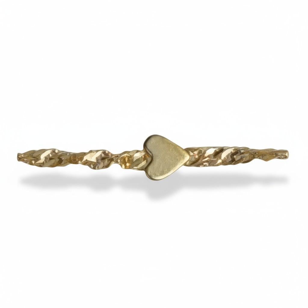 Pulsera Delicada Estación Corazón Tina de Oro Amarillo de 14K en venta 1