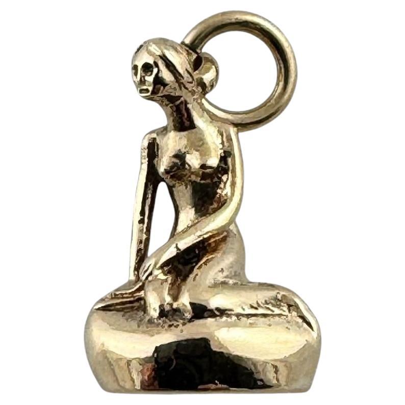14K Gelbgold Dänemark The Little Mermaid Statue Charm/Anhänger #19603