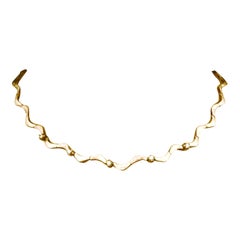 14K Yellow Gold Designer .55 Carat Diamond Ribbon Chocker Necklace 16 Inches
