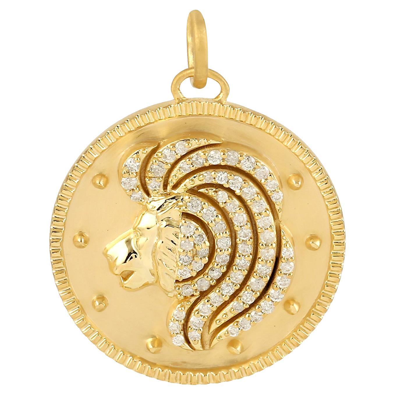 Leo Zodiac Gold Pendant - 40 For Sale on 1stDibs