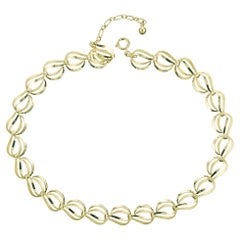 Retro 14k Yellow Gold Designer Swirl Link Necklace