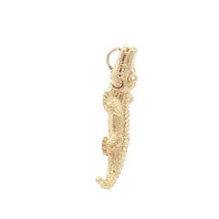 14k Yellow Gold Detailed Textured Swivel Mouth Crocodile Alligator Charm Pendant