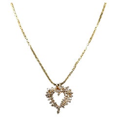 Durchmesser: 18 Karat Gelbgold Cluster-Herz-Halskette, 1,00tdw 12,9 g