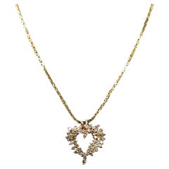 Or jaune 14 carats Dia. Collier en forme de cœur en grappe, 1 1,00 ct. pt. 12,9 g