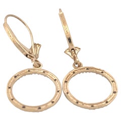 14K Yellow Gold Diamond 0.05c Dangle Circle Pave Earrings