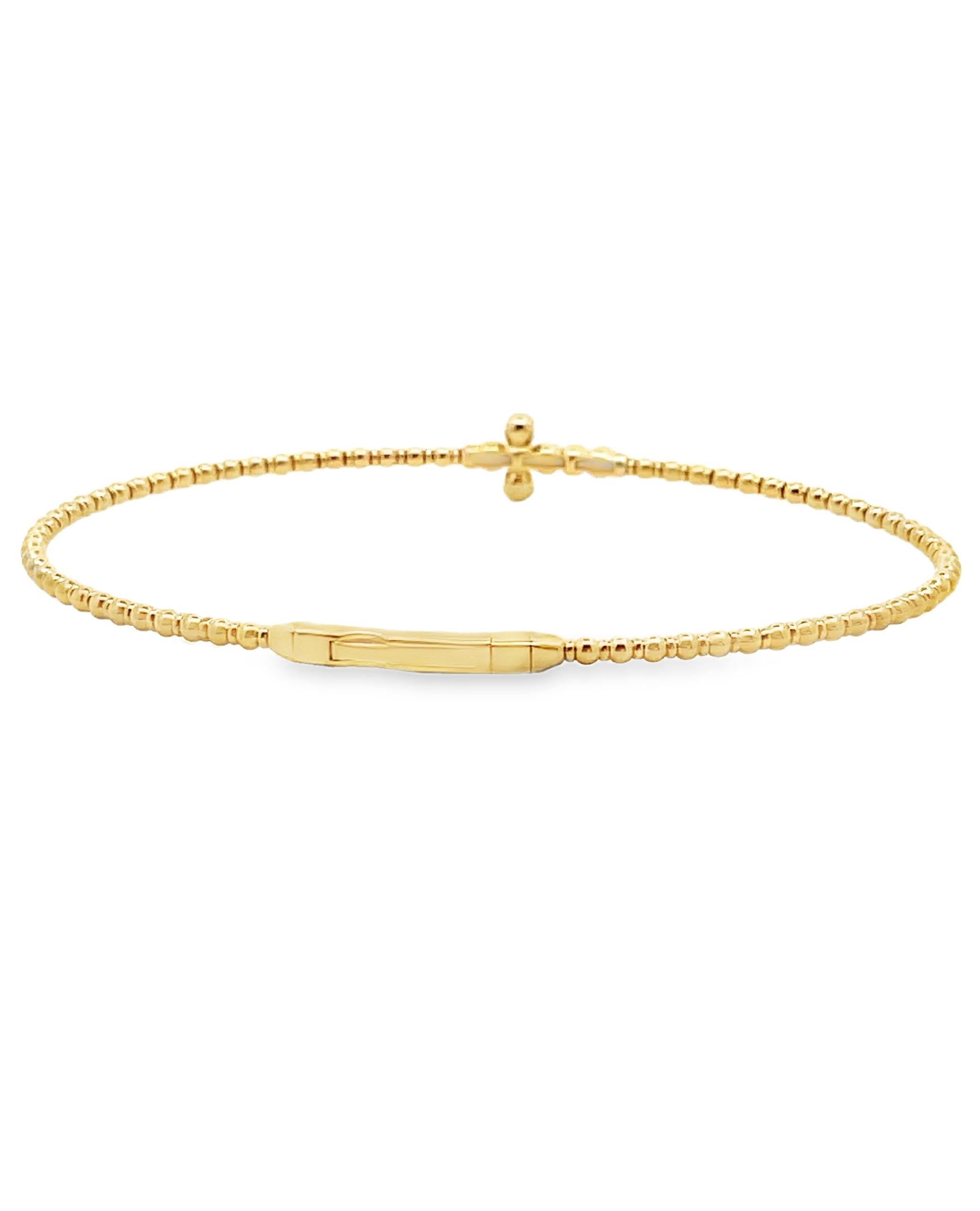 14K Gelbgold Diamant 0,16 Karat Kreuz Armspange Armband (Zeitgenössisch) im Angebot