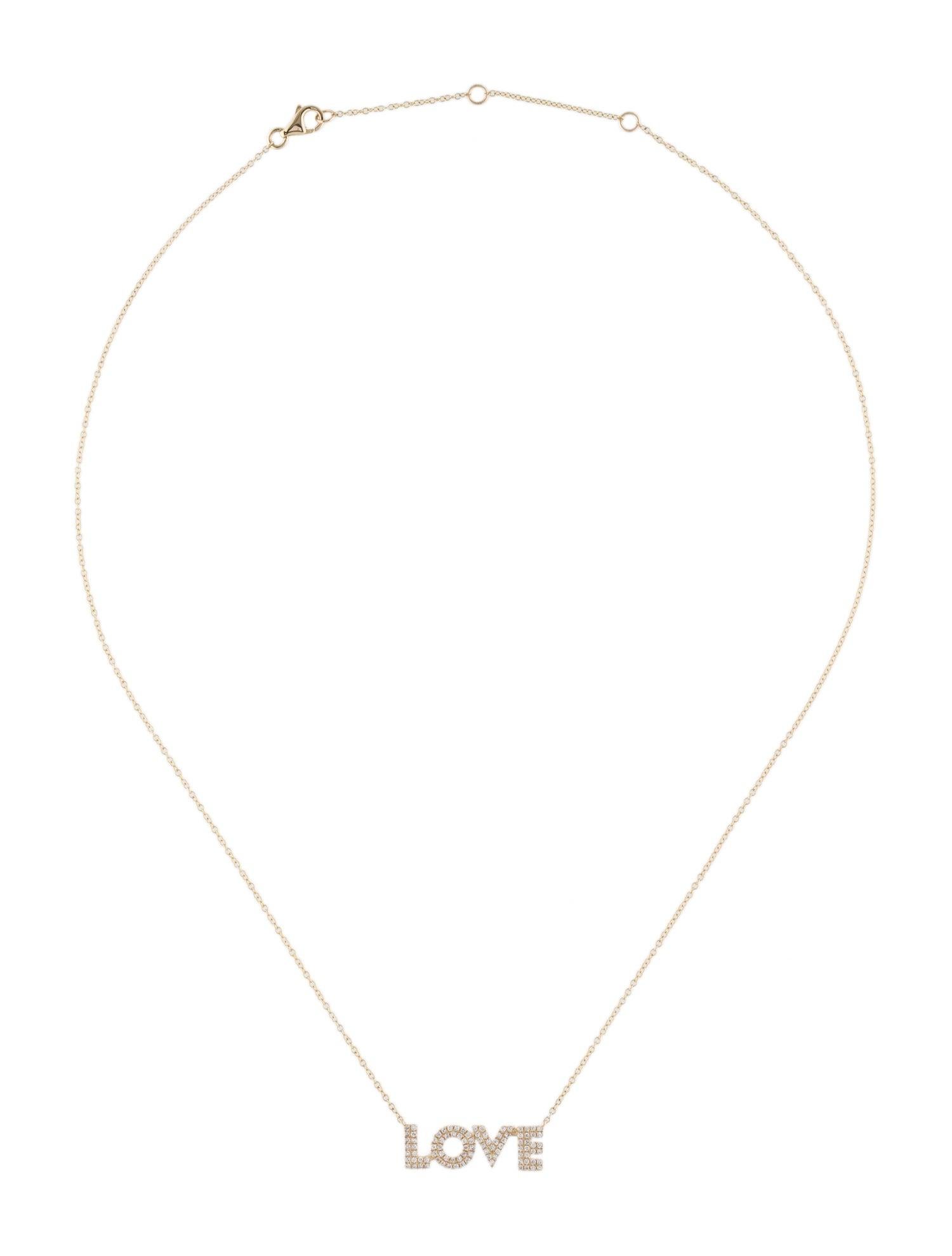 Contemporary 14K Yellow Gold Diamond 0.20ct Love Necklace for Her For Sale