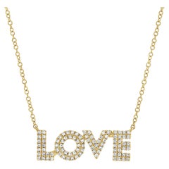 Collier d'amour en or jaune 14 carats avec diamants de 0,20 carat pour elle