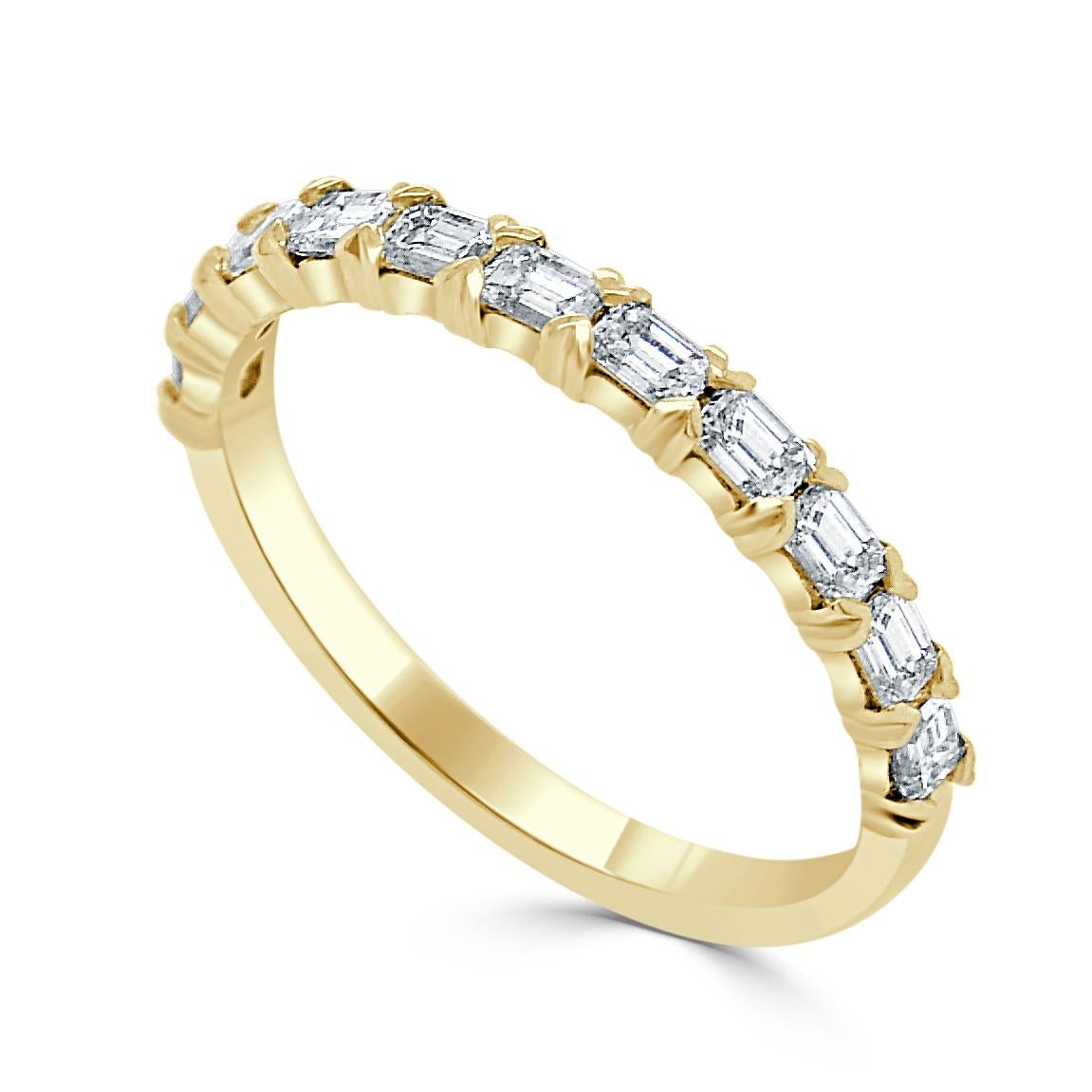 Round Cut 14K Yellow Gold Diamond 0.75ct Band for Her For Sale