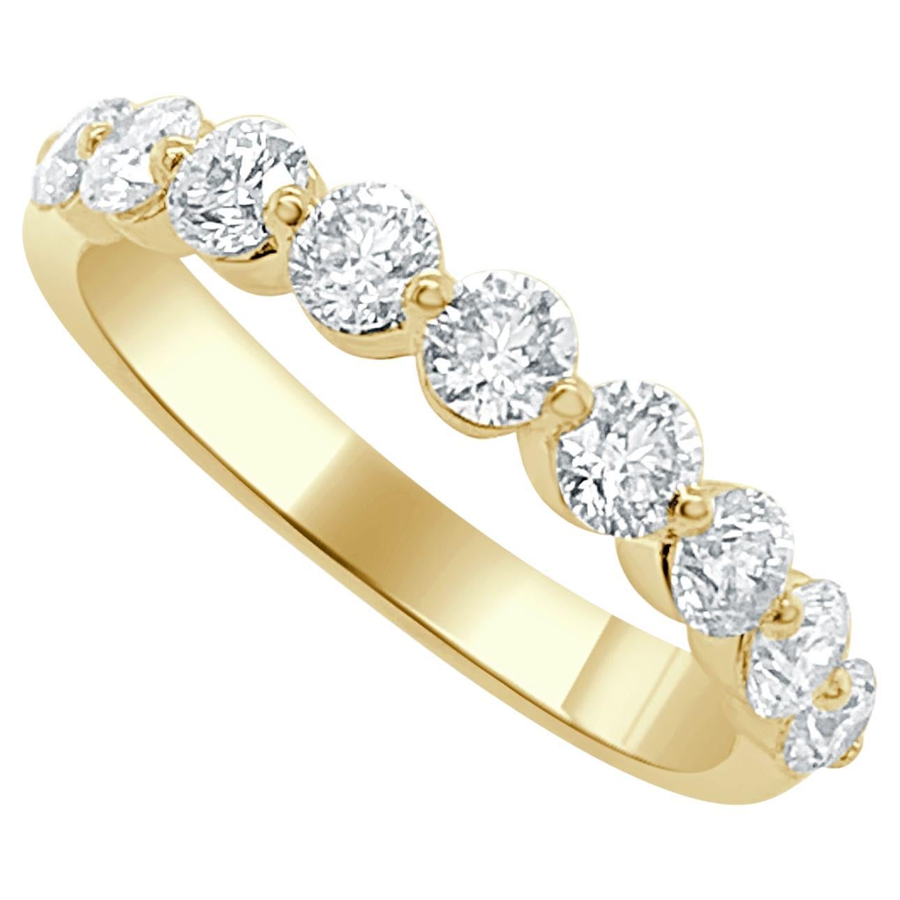 14K Yellow Gold Diamond 0.75ct Band for Her