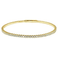 Bracelet jonc souple en or jaune 14 carats avec diamants 0,95 carat pour elle