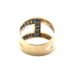 14K Yellow Gold Diamond & 1.50 Carat Weight Sapphire Ring