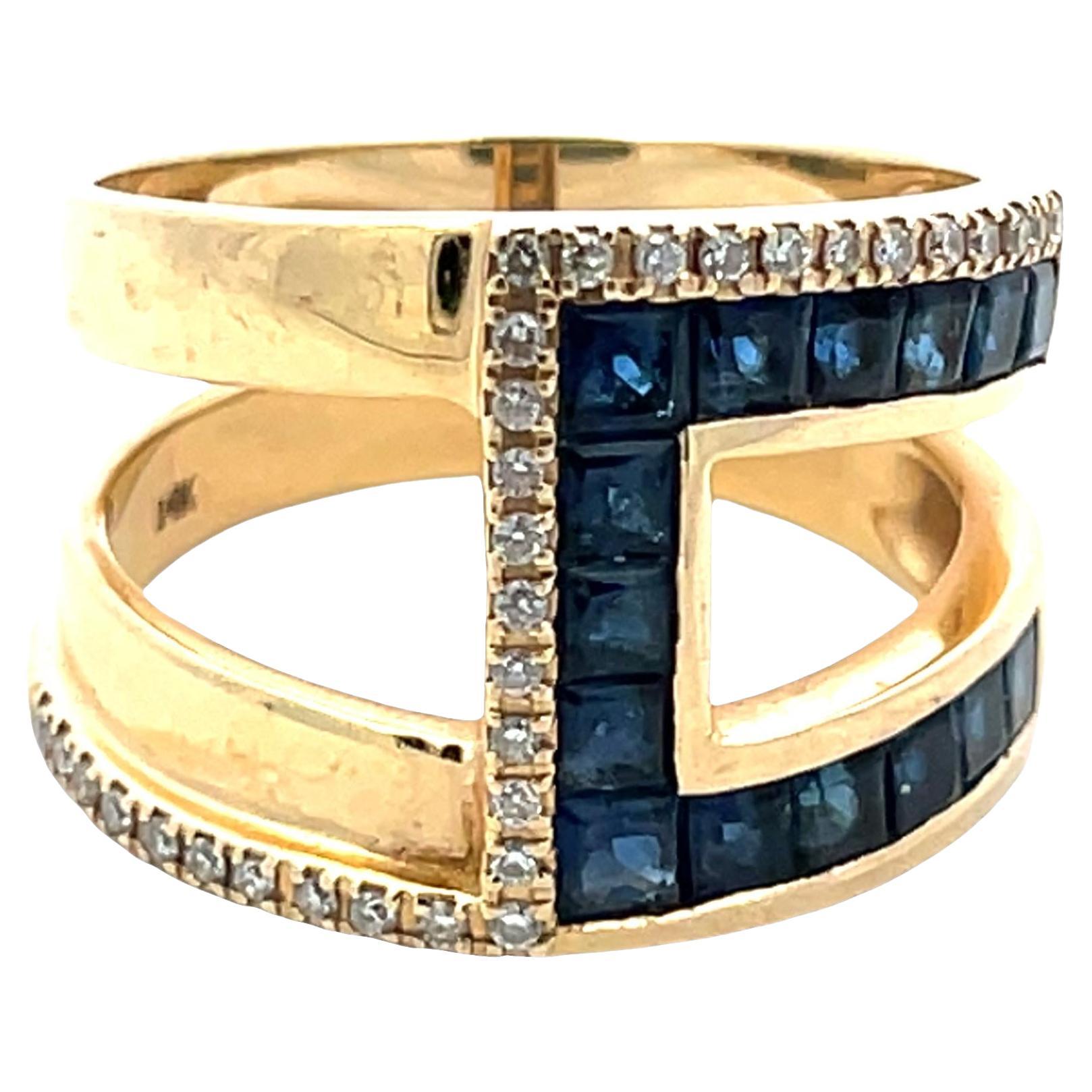 Anillo de oro amarillo de 14 quilates con diamantes y zafiro de 1,50 quilates de peso