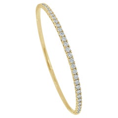 14K Yellow Gold Diamond 1.50ct Flexible Bangle for Her