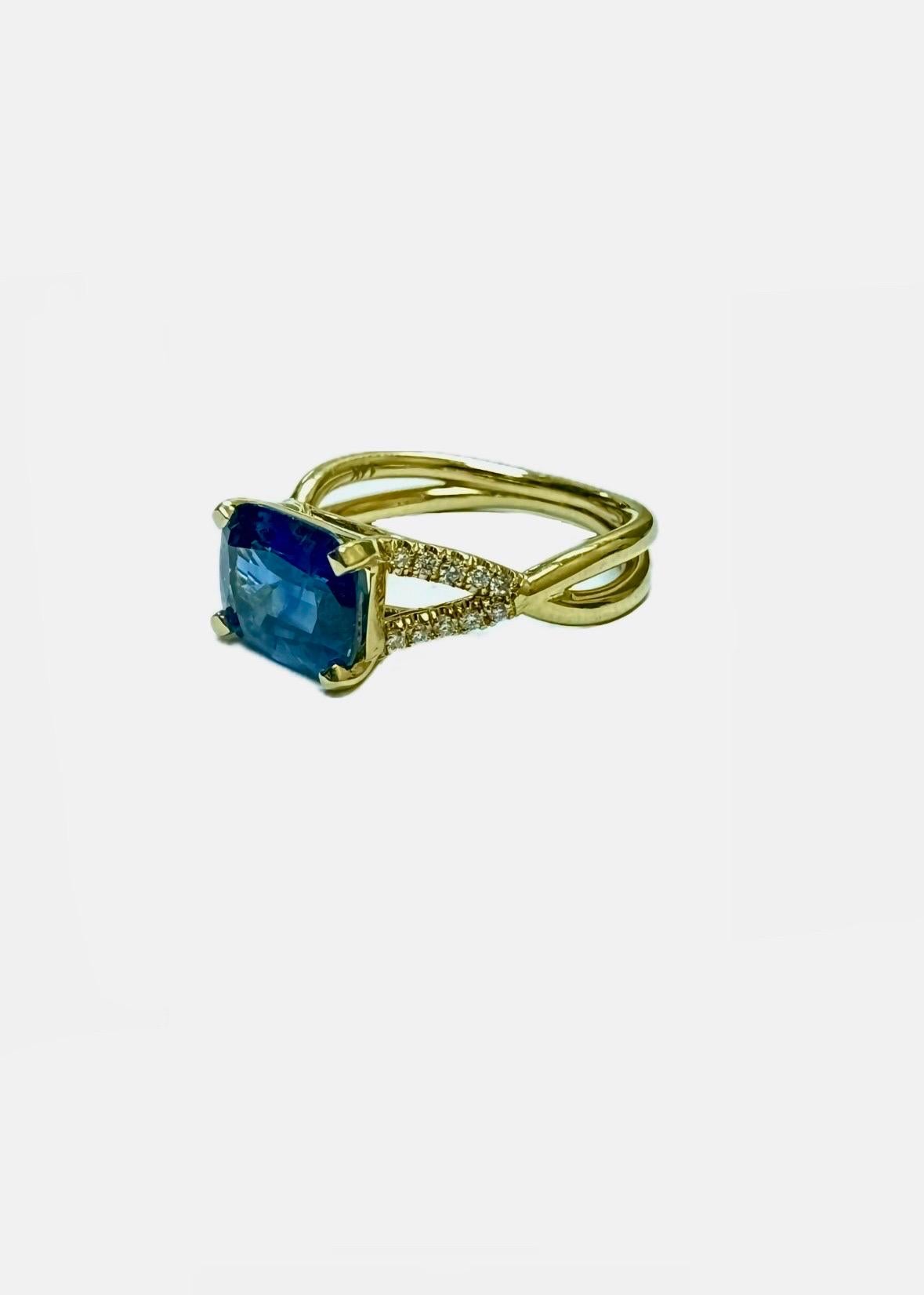 DeKara Designs Collection

Our latest design! An Elegant and Lustrous Elongated Cushion Cut Blue Sapphire Ring Handmade in 14K Yellow Gold.

Metal- 14K Yellow Gold, .583.

Stones- Genuine Cushion Cut Blue Sapphire 2.93 Carats, 20 Round Diamonds F-G