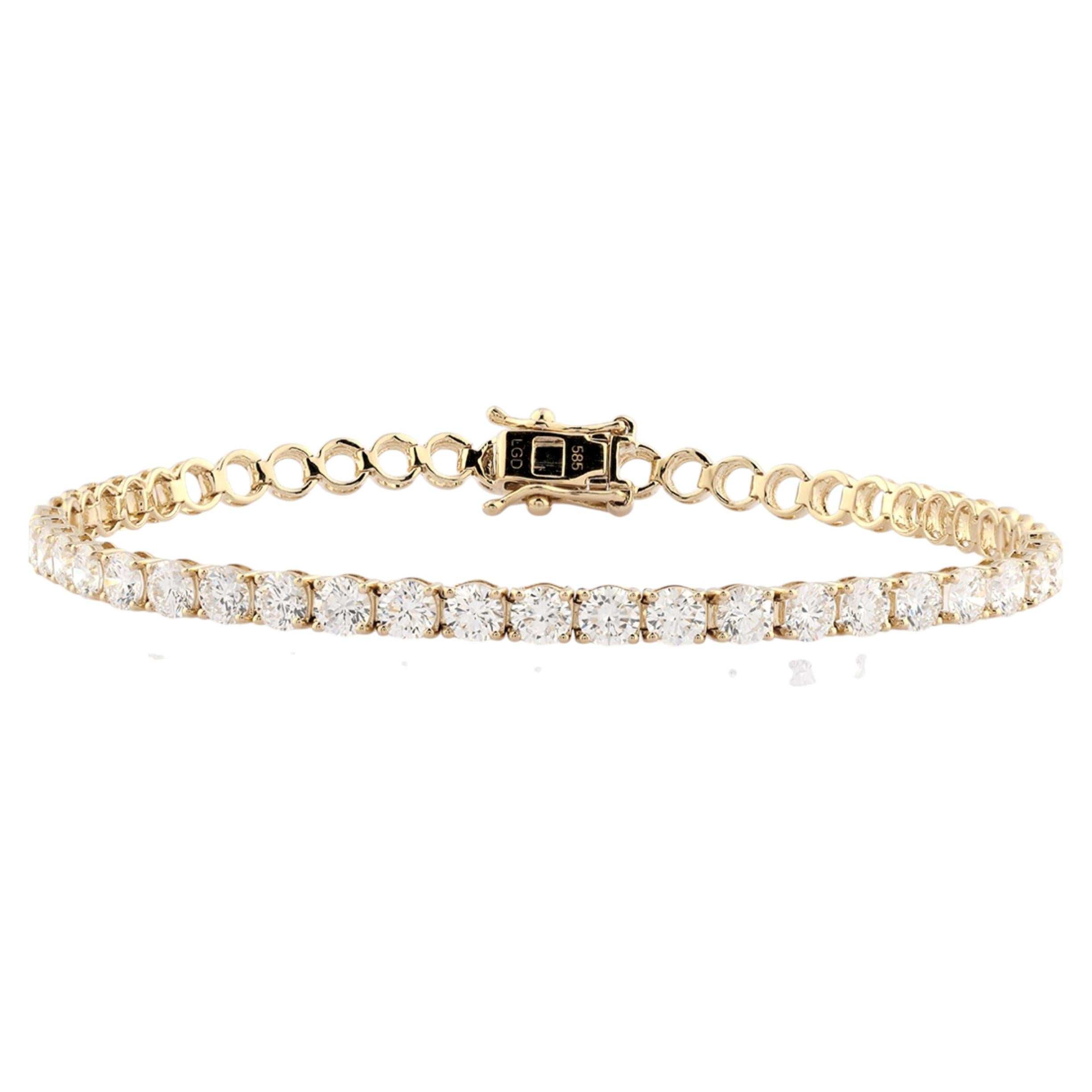 14K Yellow Gold Diamond 3.56 Cts Classic Tennis Bracelet