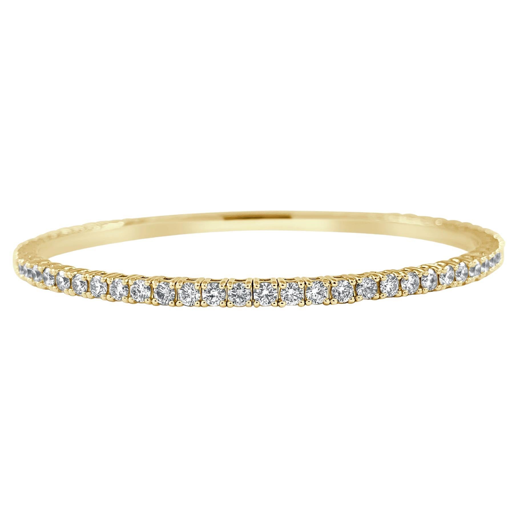 14K Yellow Gold Diamond 3ct Flexible Bracelet for Her