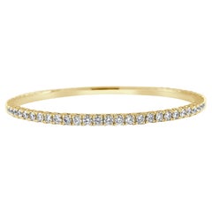 Bracelet souple en or jaune 14 carats avec diamants de 3 carats pour elle