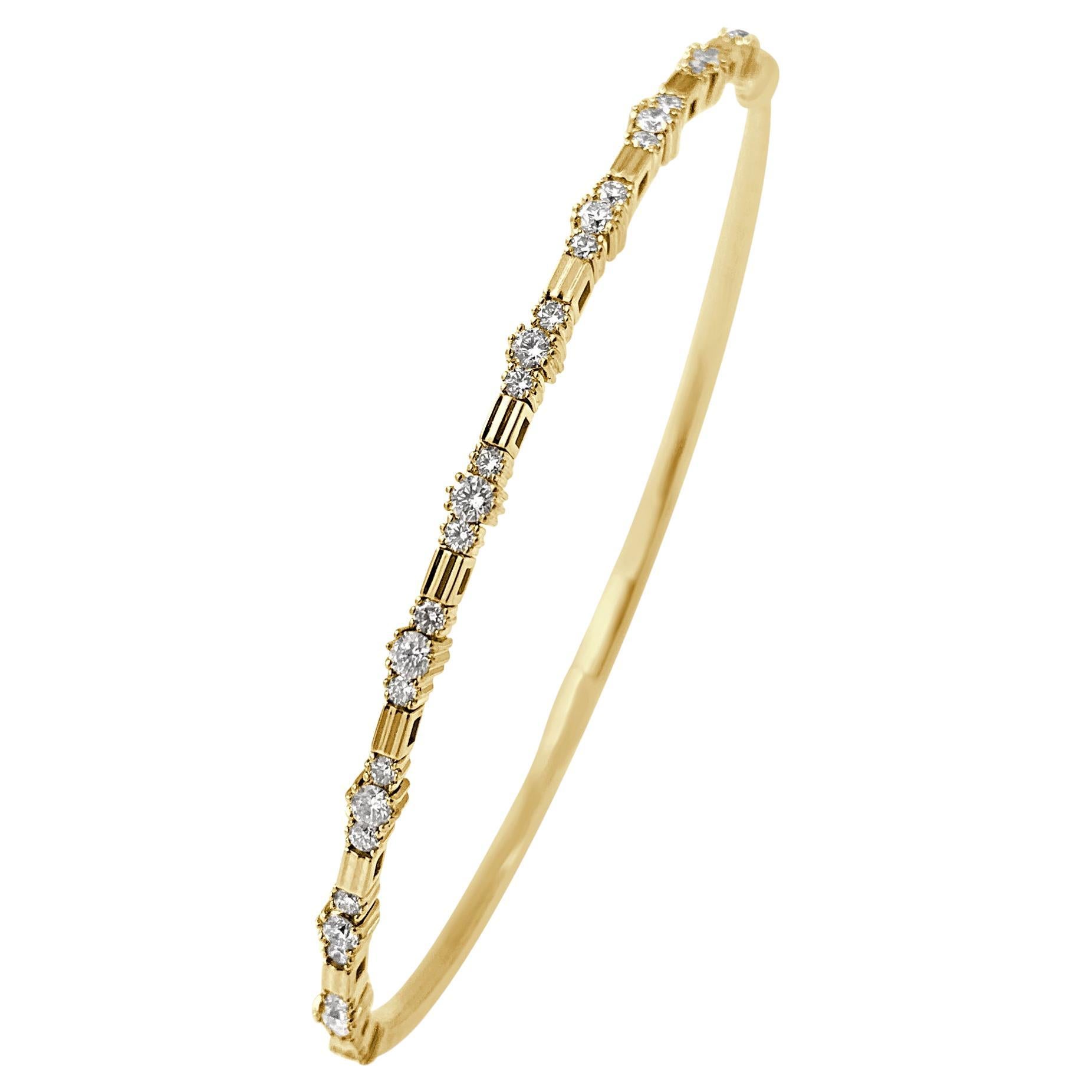 14K Yellow Gold Diamond .75ct Flexible Bracelet for Her For Sale