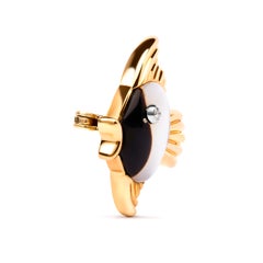 14K Yellow Gold Diamond Accent Zebra Fish Enamel Brooch Pin