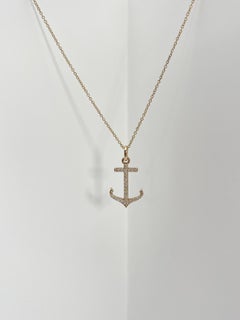 14K Yellow Gold .25 CTW Diamond Anchor Pendant Necklace