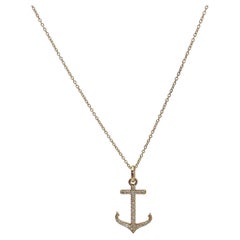 14K Yellow Gold .25 CTW Diamond Anchor Pendant Necklace