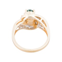 14K Yellow Gold Diamond and Emerald Estate Cocktail Engagement Ring