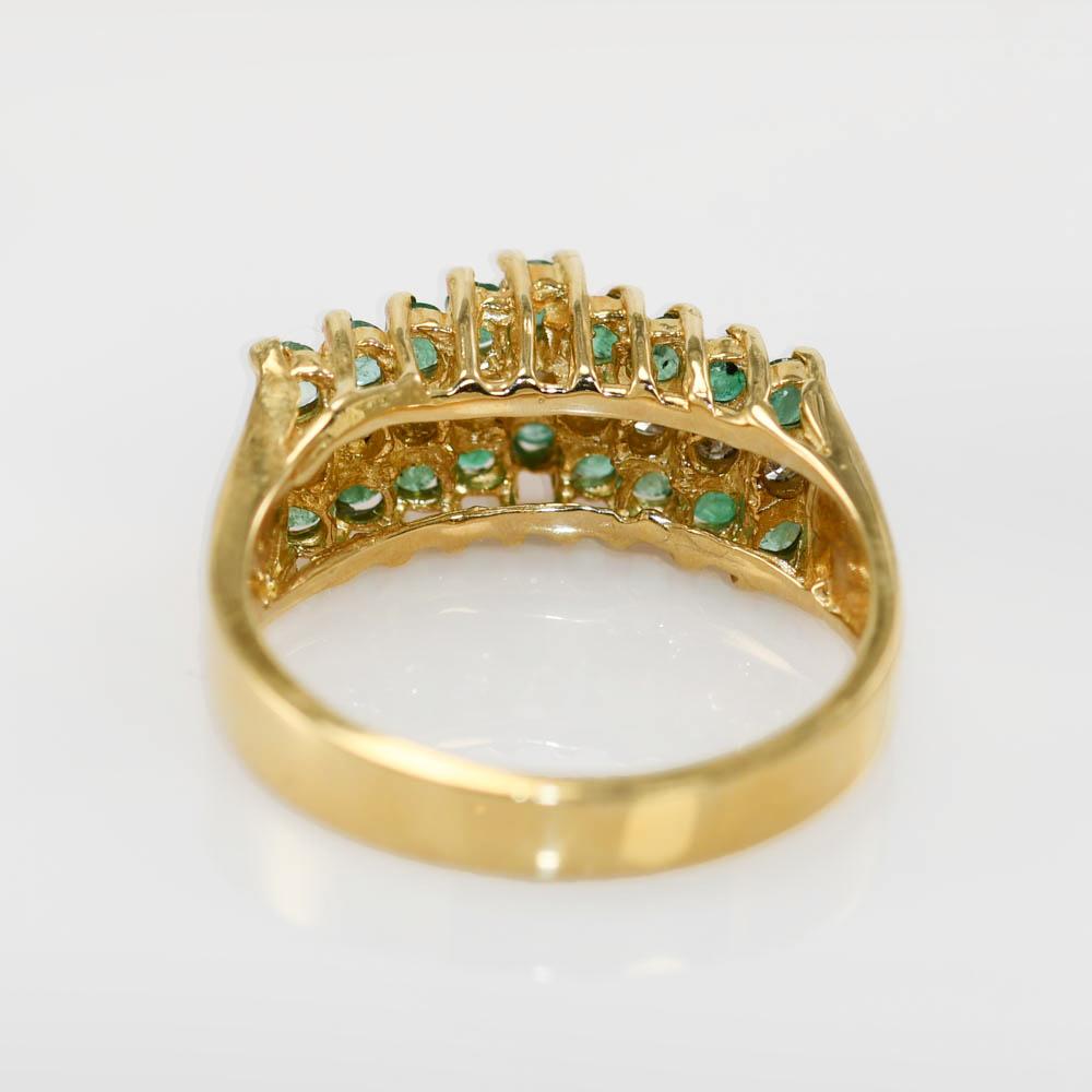 14k Yellow Gold Diamond and Emerald Ring 5.1gr 1.00tcw For Sale 3