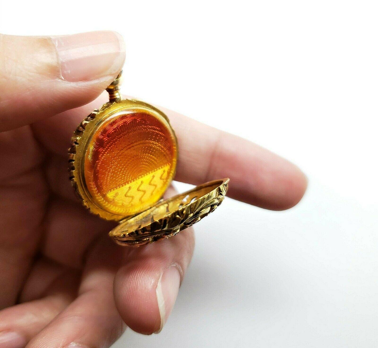 14 Karat Yellow Gold Diamond and Enamel Pocket Watch 1